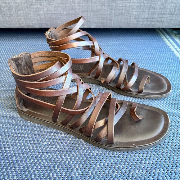 Mercanti Fiorentini Brown Leather Gladiator Sandals Men’s 10 - Pre-owned - Picture 1 of 15